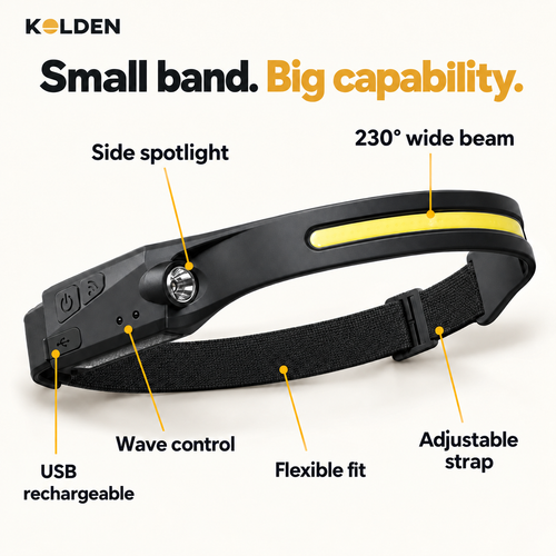 KOLDEN™ Wide-Beam Rechargeable LED Headlamp