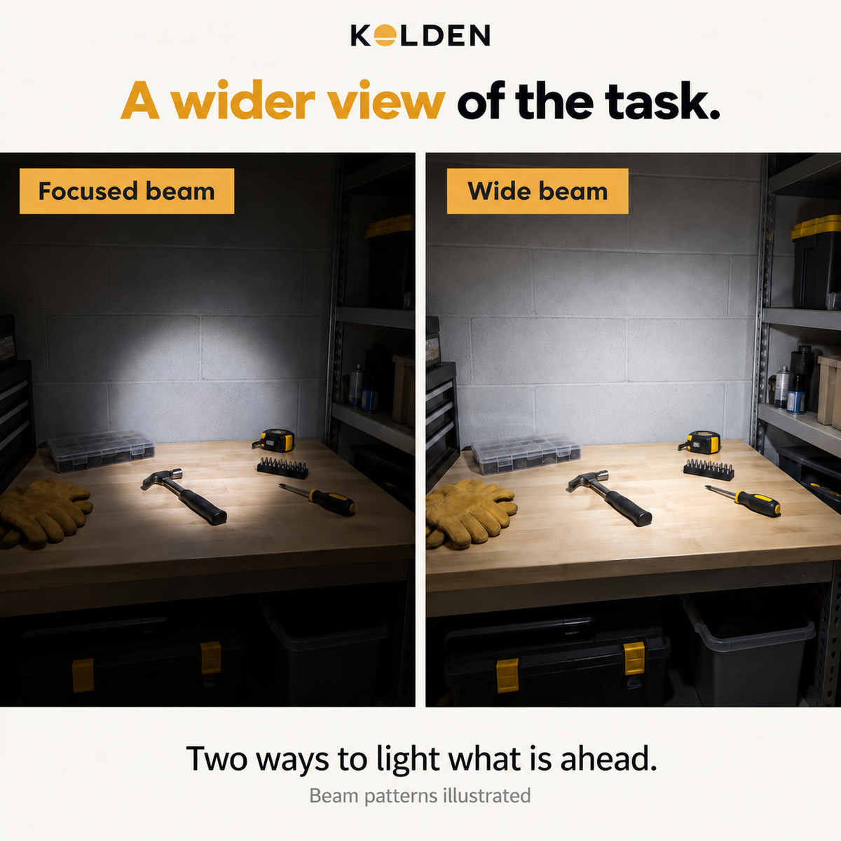 KOLDEN™ Wide-Beam Rechargeable LED Headlamp