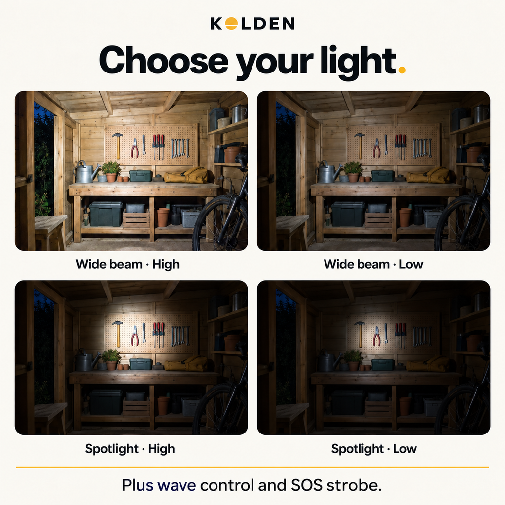 KOLDEN™ Wide-Beam Rechargeable LED Headlamp