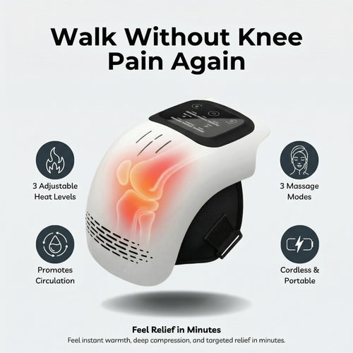 NORSEN knee massager features: 3 heat levels, 3 massage modes, cordless